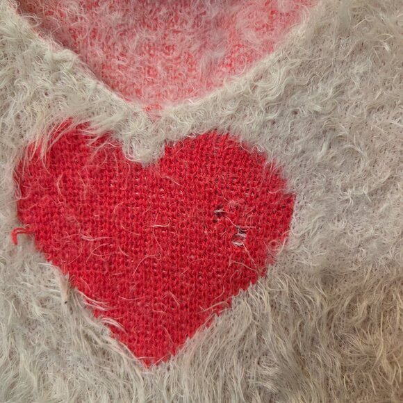 Vintage Morning Apple Fuzzy Sweater w/ Hearts - Picture 3 of 5